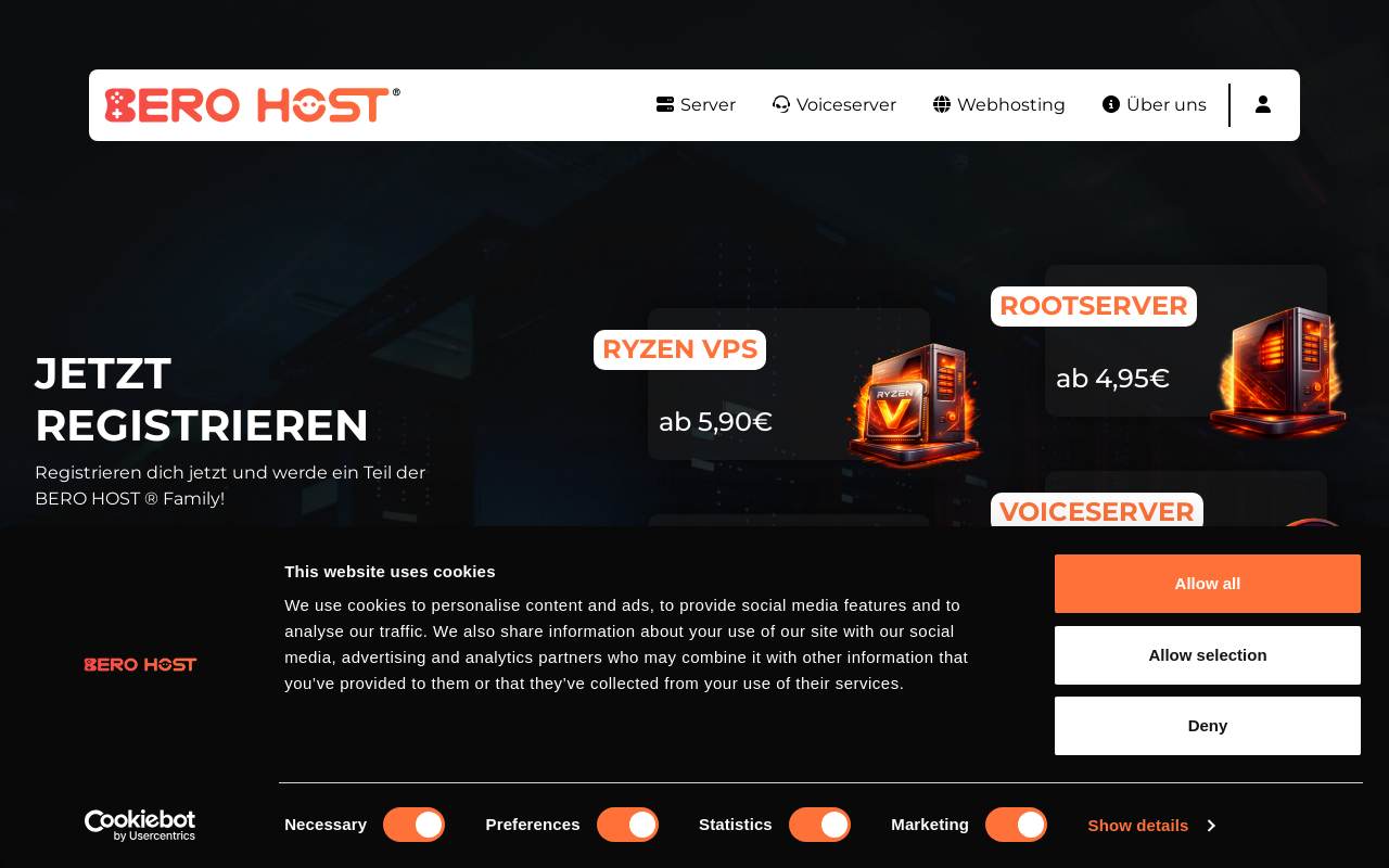 BERO HOST 官网截图