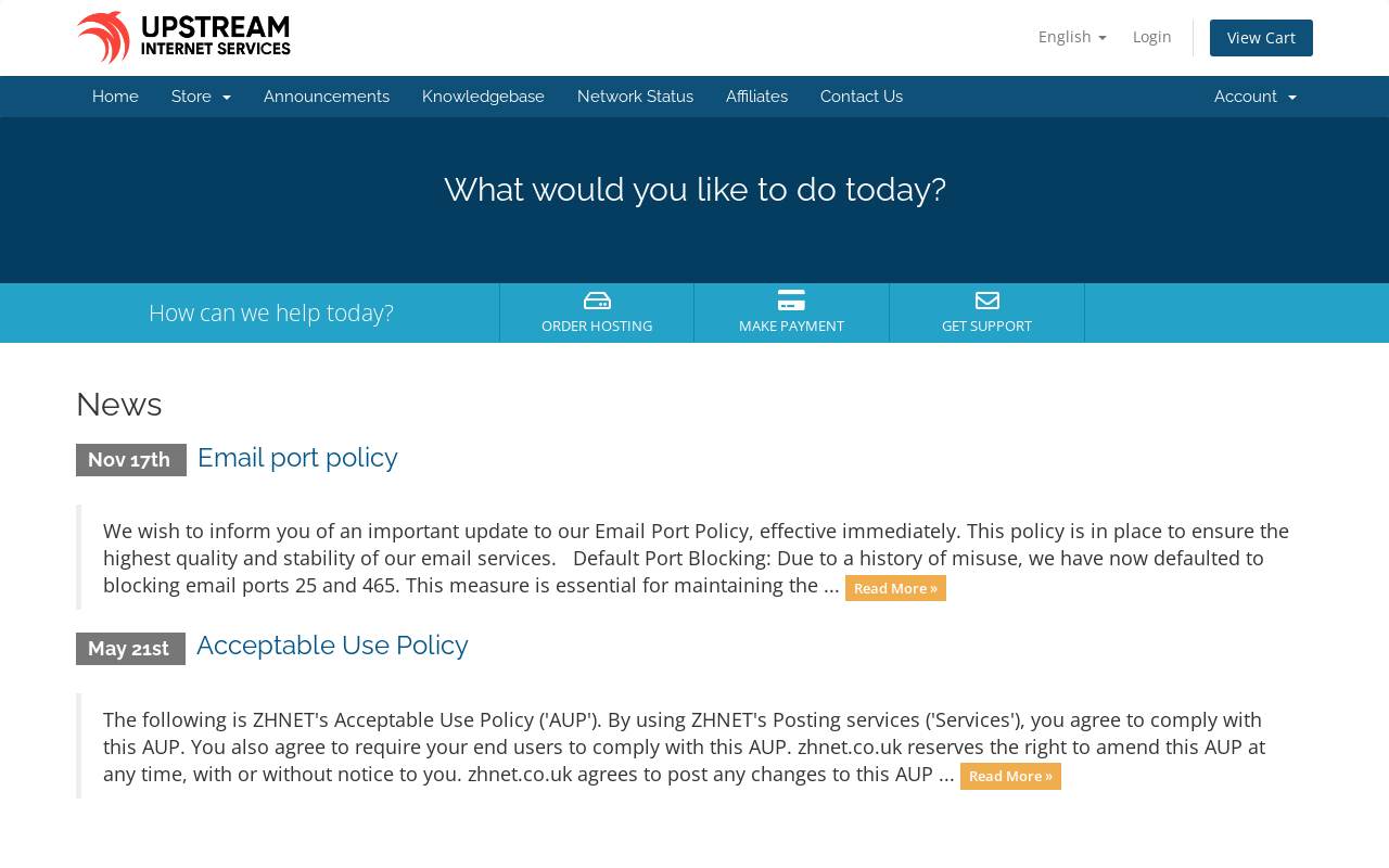 Upstream Network(Zhnet) 官网截图