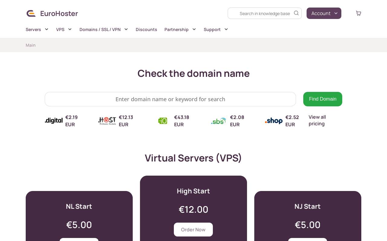EuroHoster 官网截图