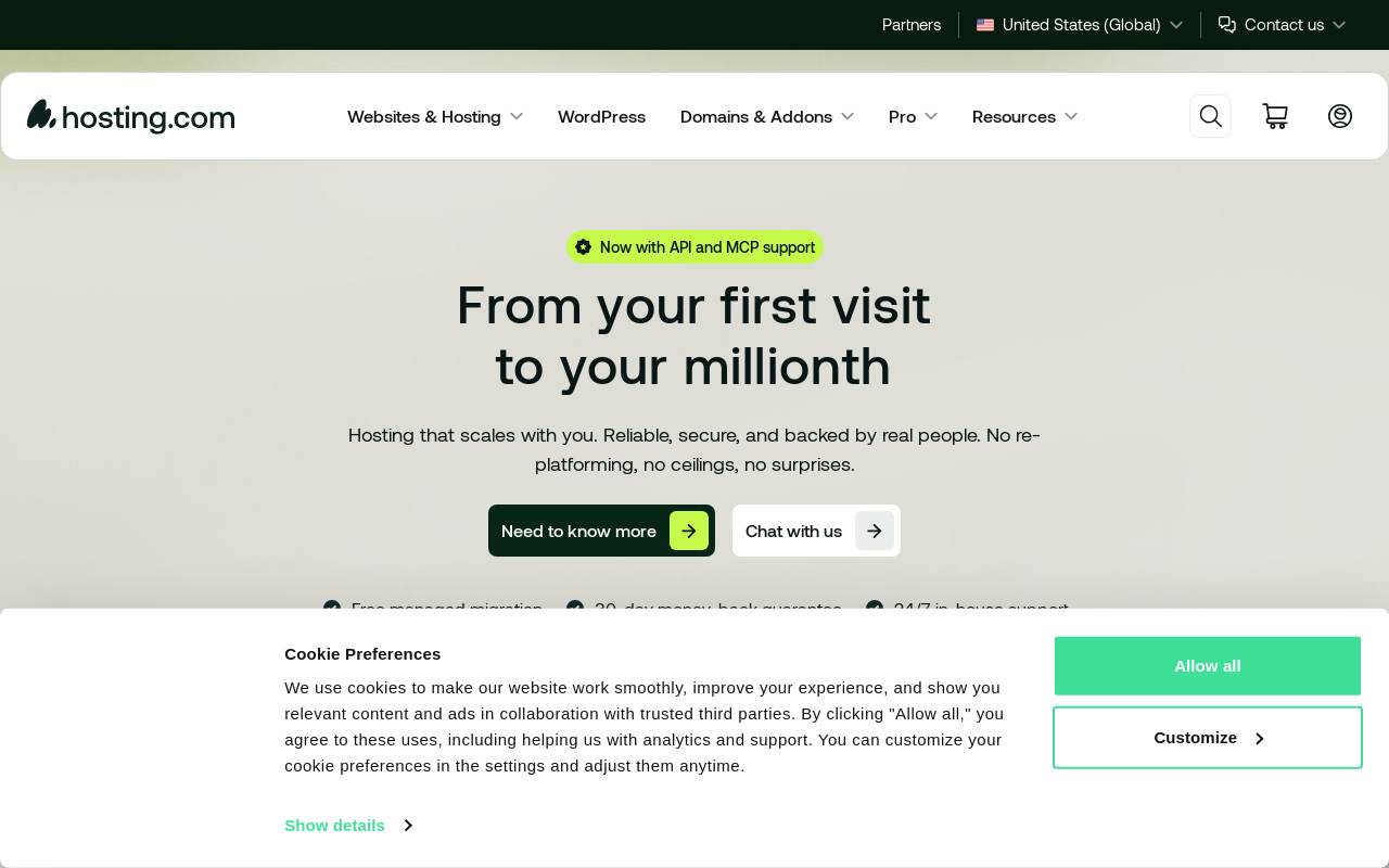 Hosting.com 官網截圖