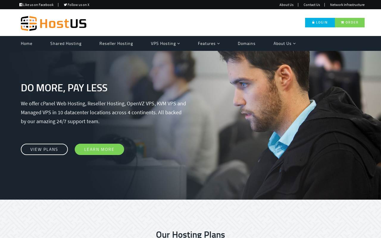 HostUS 官网截图