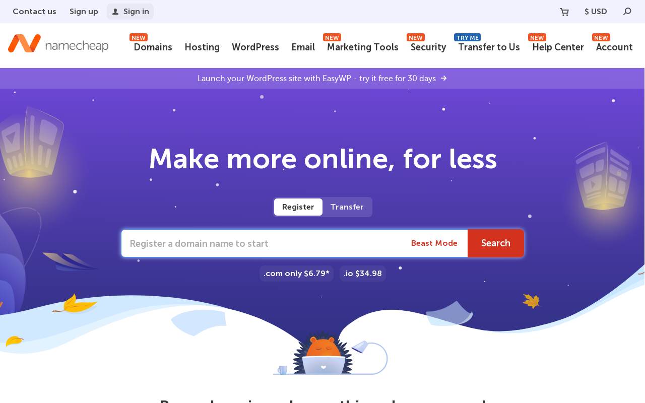 Namecheap 官網截圖