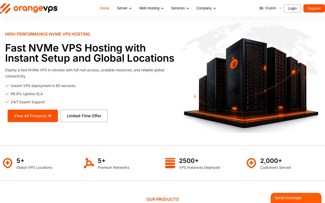 OrangeVPS 官網截圖