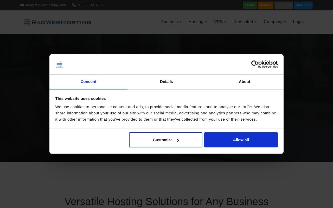 Rad Web Hosting 官网截图