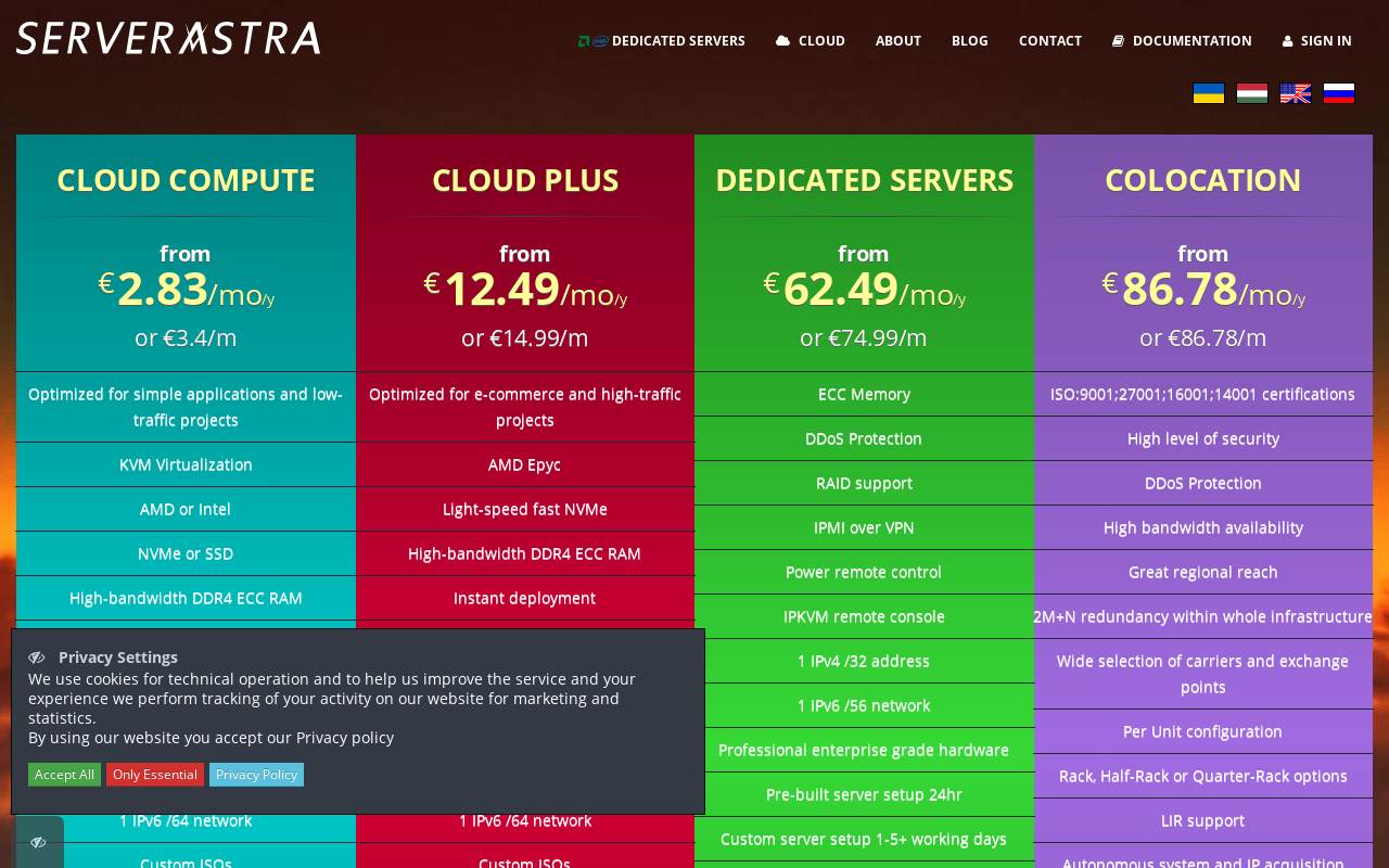 ServerAstra 官网截图