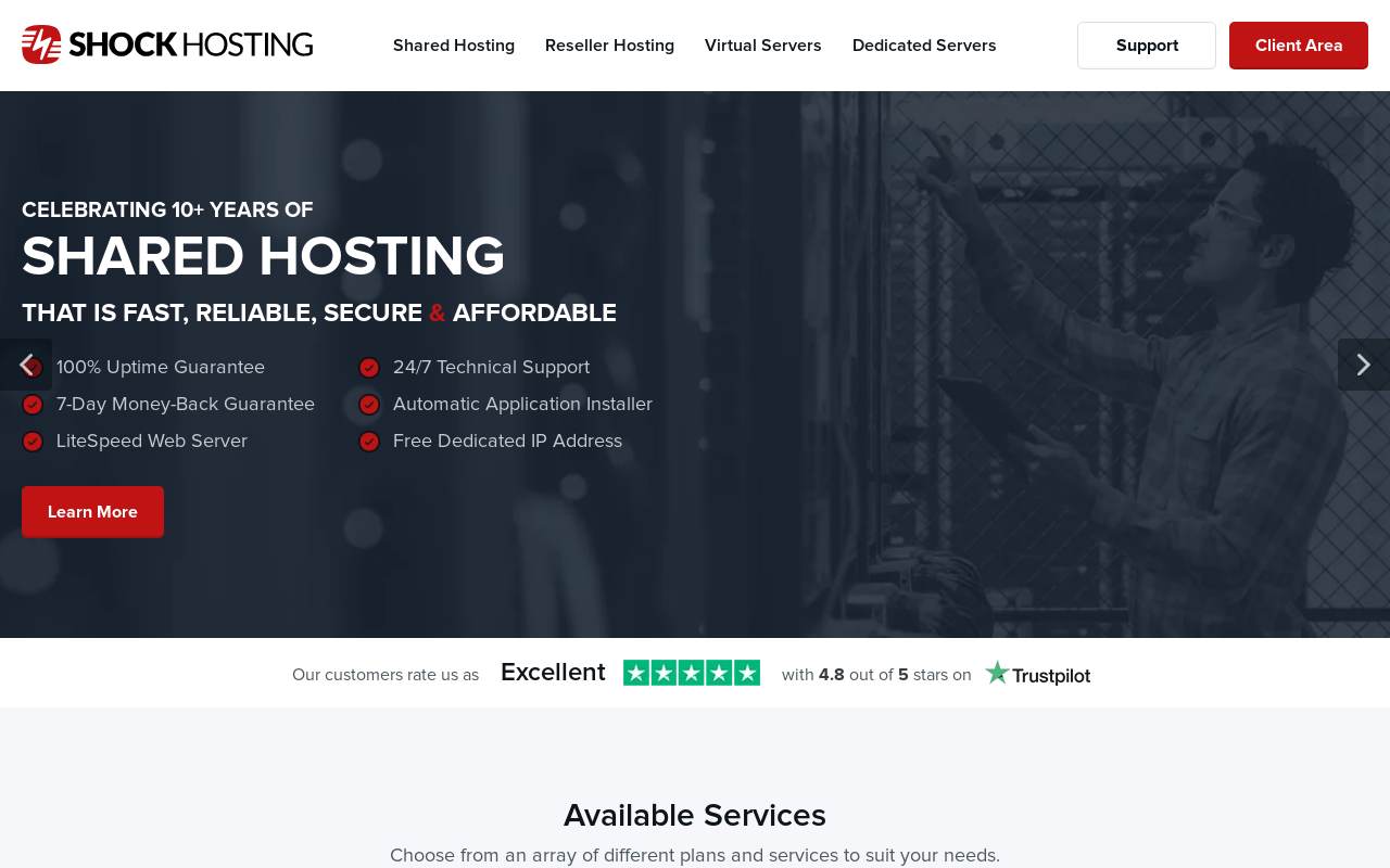 ShockHosting 官網截圖