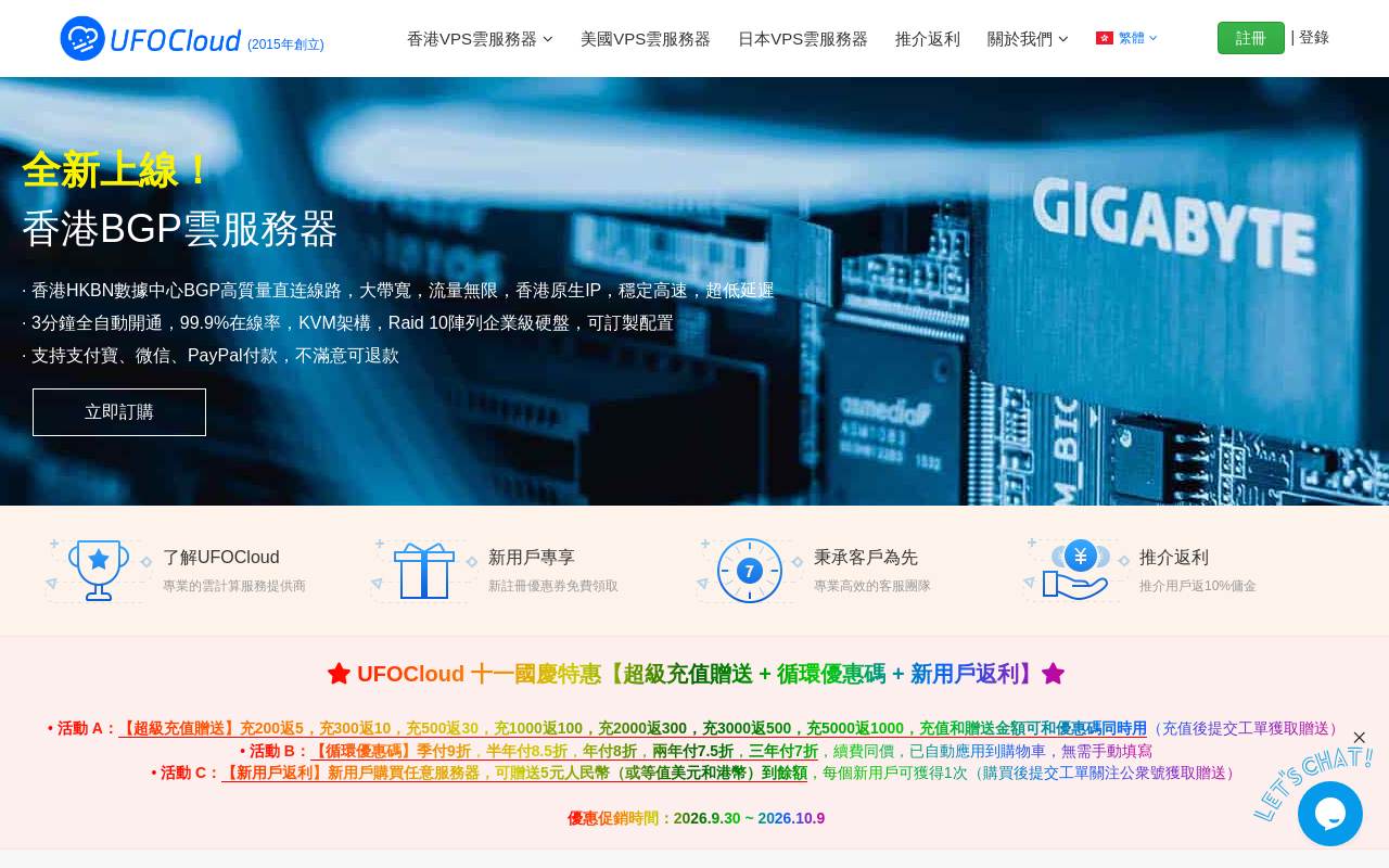 UFOVPS 官網截圖