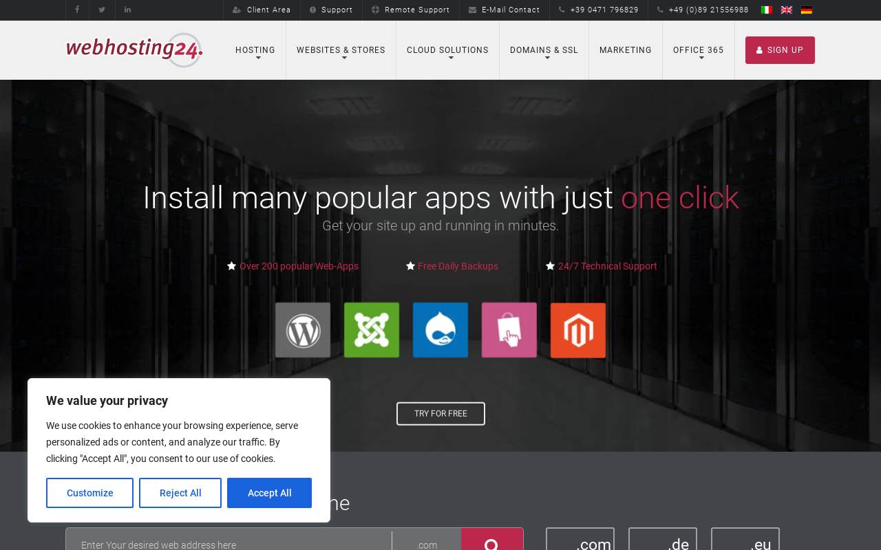 Webhosting24 官网截图