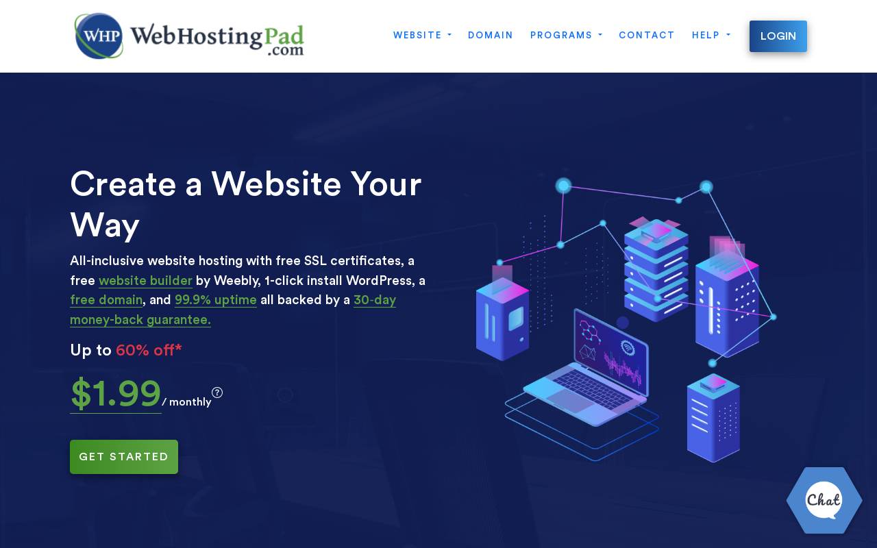 Web Hosting Pad 官網截圖